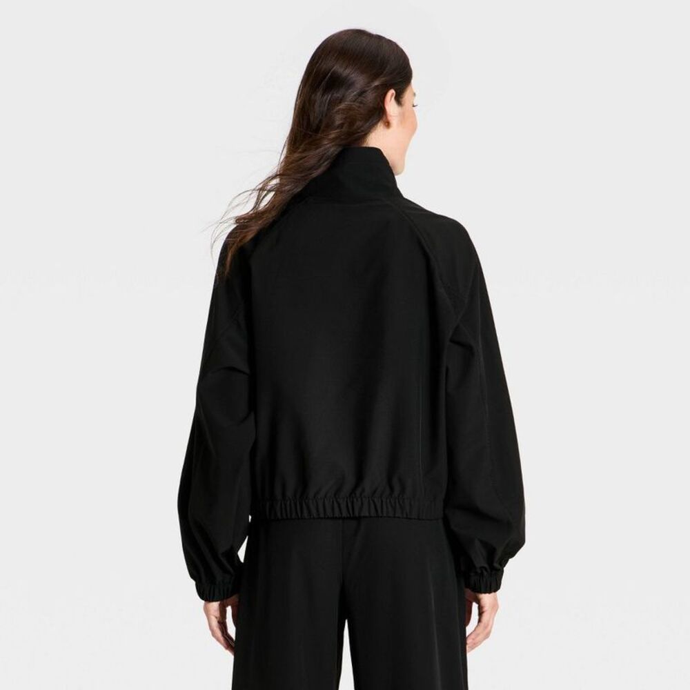 Women's Picot Trim Windbreaker Jacket - All In Motion Black S - Picture 2 of 3